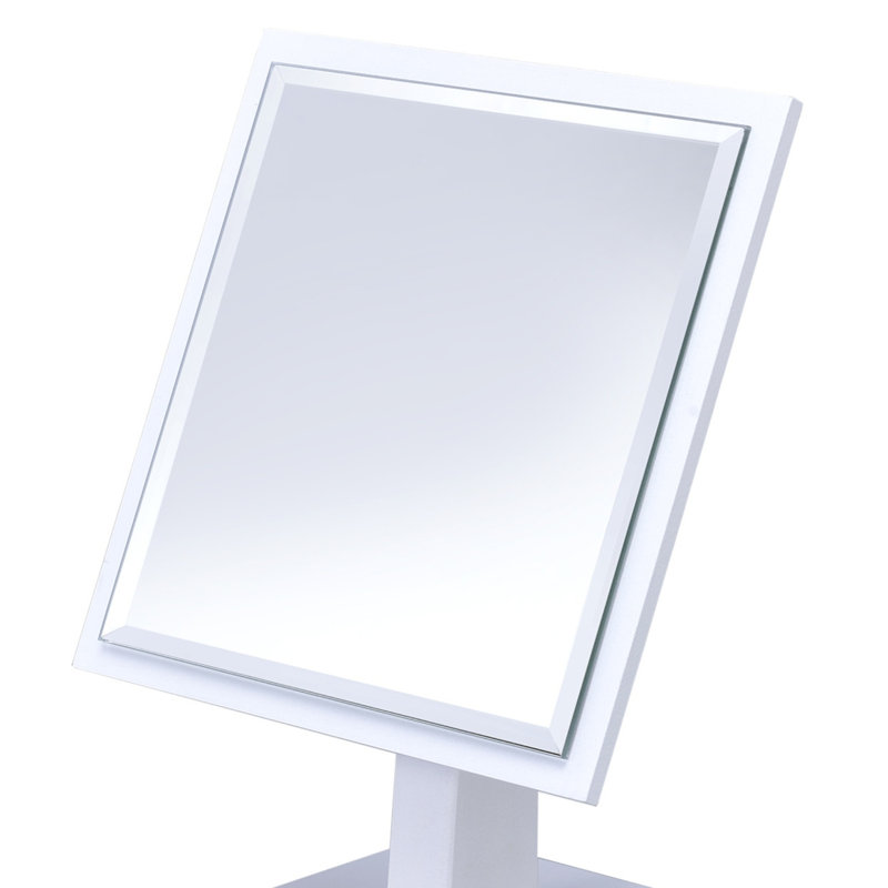 Miroir de maquillage en bois 9,5 "sur piédestal, Blanc