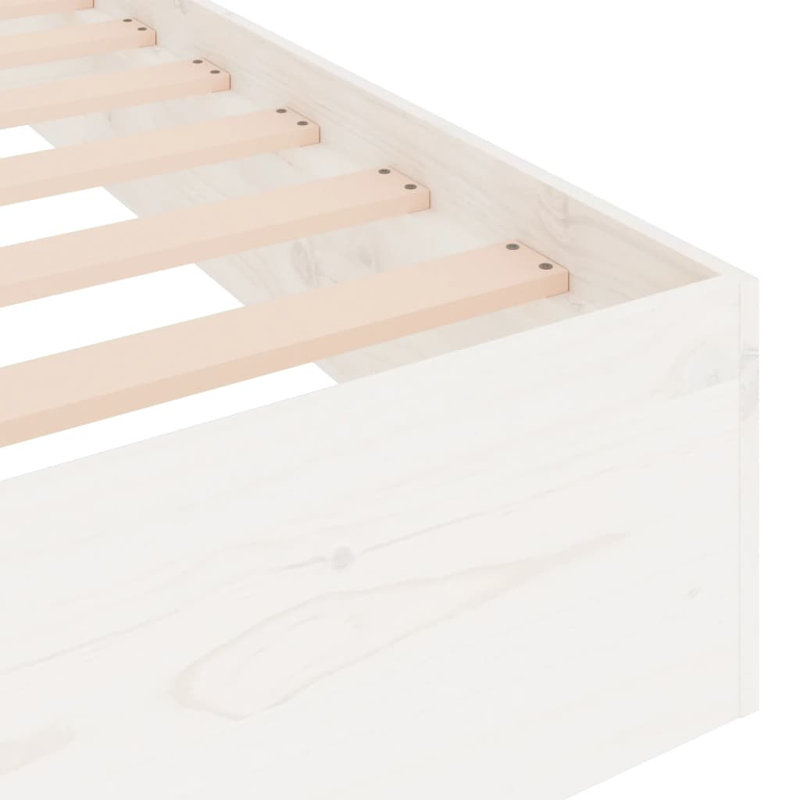 Bed Frame Solid Wood, white, European Single (90 x 200cm)