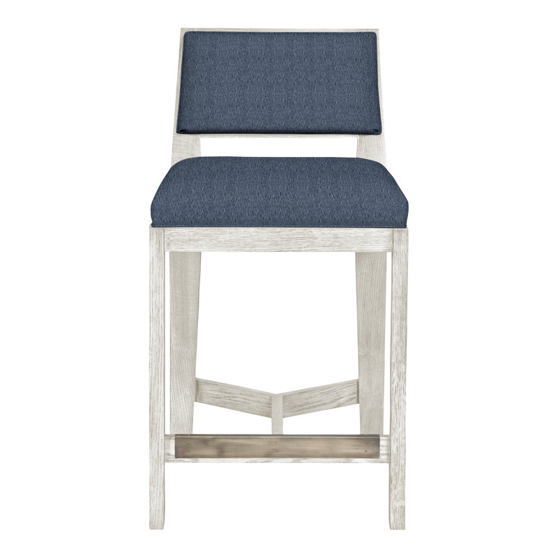 Thom Filicia Solid Wood 32.5" Bar Stool, Navada Blue, Casa Blanca