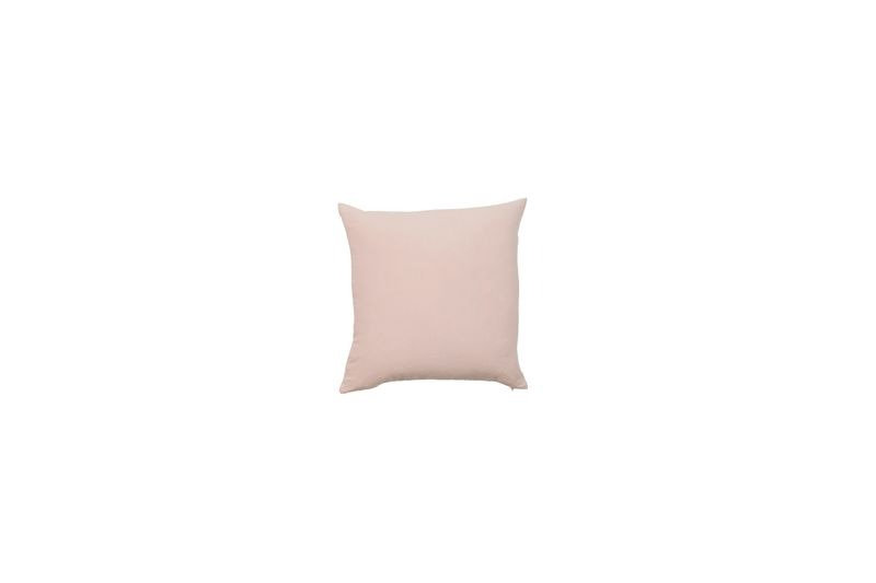 Simple Embroidered Linen Throw Pillow, Blush, Square 22"