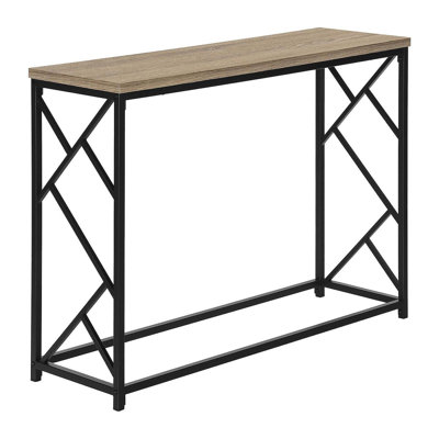 Accent Table, Console, Entryway, Narrow, Sofa, Living Room, Bedroom, Brown Laminate, Black Metal, Contemporary, Modern