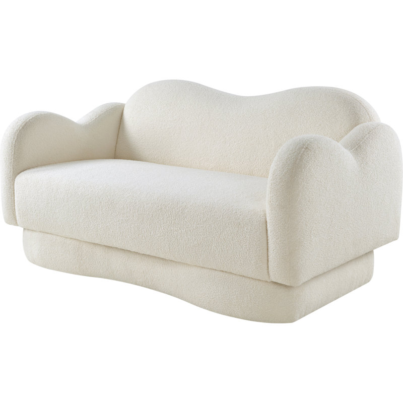 Causeuse Redwan, Tissu crème en fausse peau de mouton