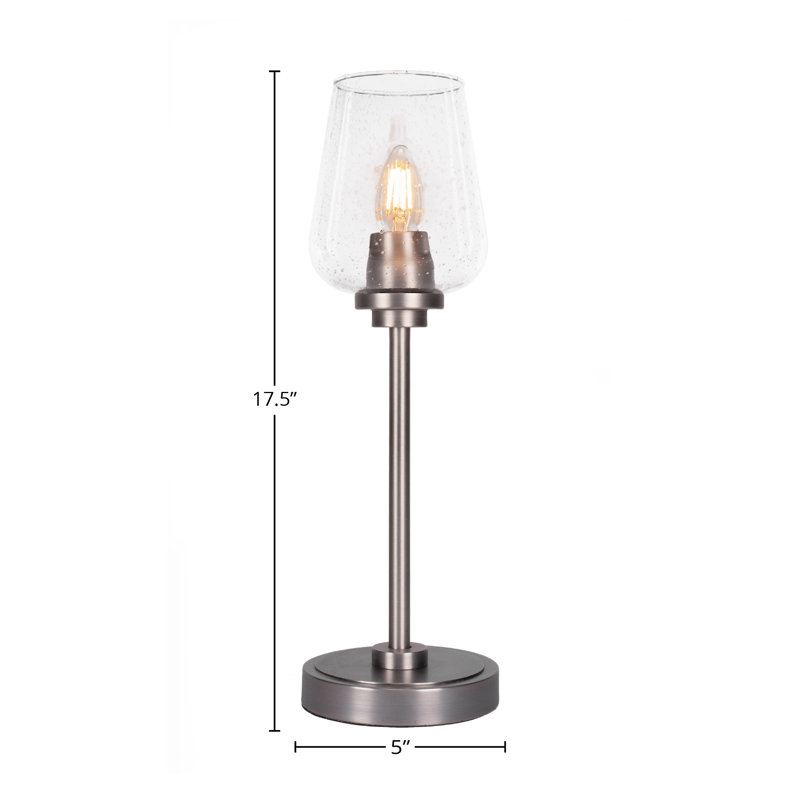 Lampe d'appoint Luna avec verre à bulles transparent de 5 po, À bulles, H 17,5 po x l 5,5 po x P 5,5 po, Graphite