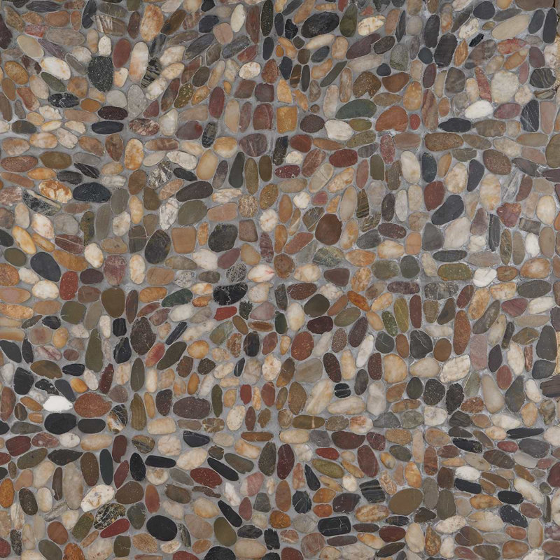 Cobblestone Motley Brown Sliced Pebble Honed Mosaic Tile, Motley Brown