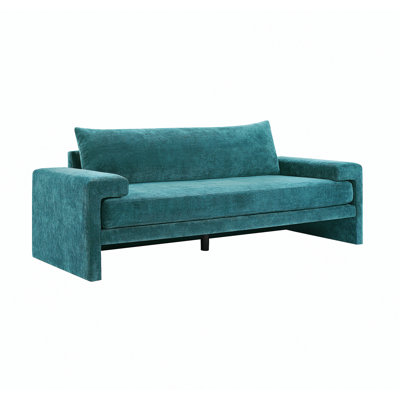 Chenille Upholstered 3-Seater Sofa 80.7" Sofa Couch with Wide Armrests, Thick Cushion, Ergonomic Back Support for Living Room, Bedroom, or Office, Green