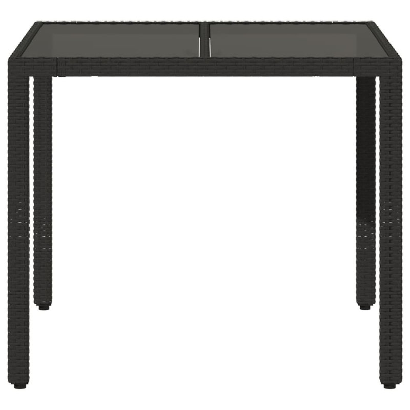 Phelix Square Glass Outdoor Dining Table - 90 cm W 90 cm D, Black