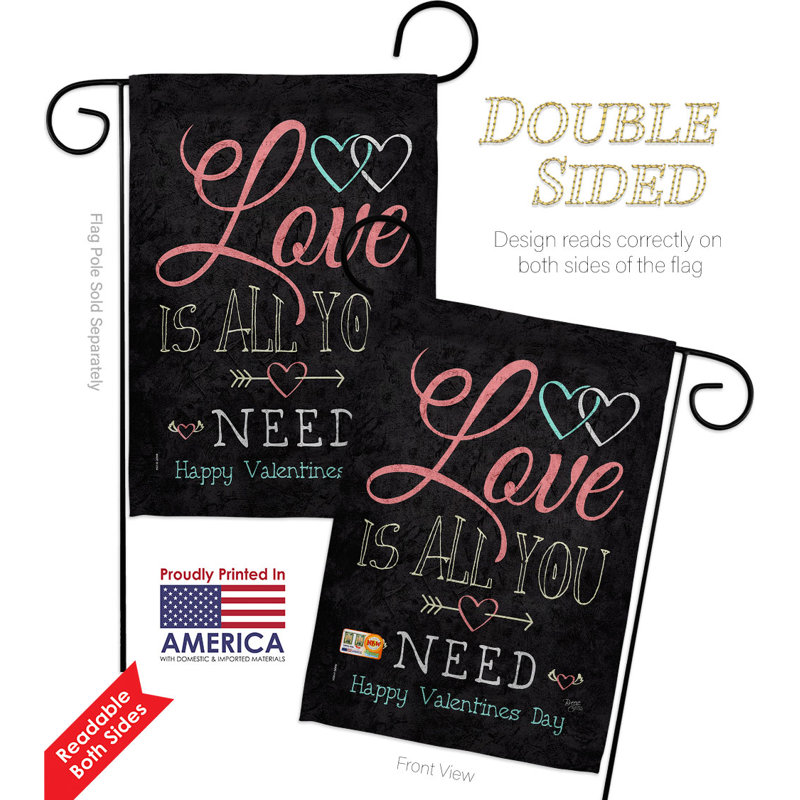 Double Sided 18.5'' H x 13'' W Polyester Valentine's Day Flag Set