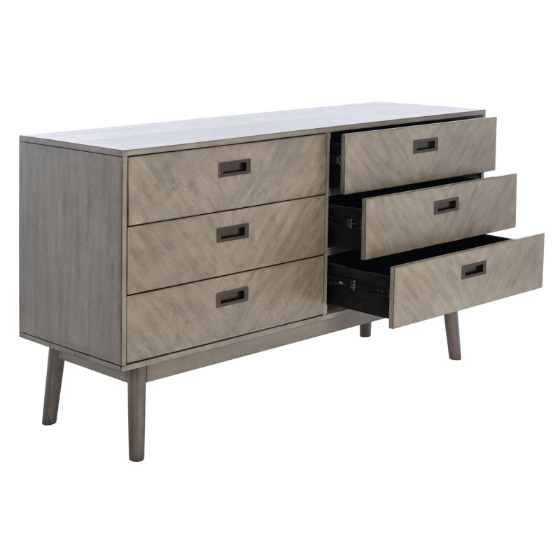 Commode double 6 tiroirs l 56 po, Gris clair
