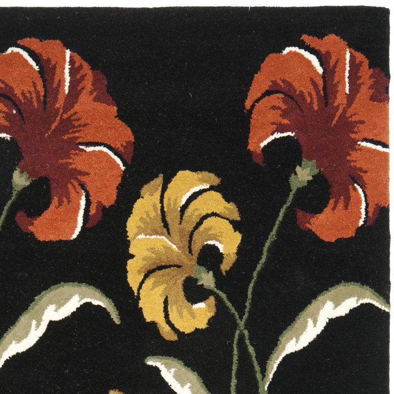 Avayah Soho Hand Tufted Wool And Viscose Floral Rug, Square 6'