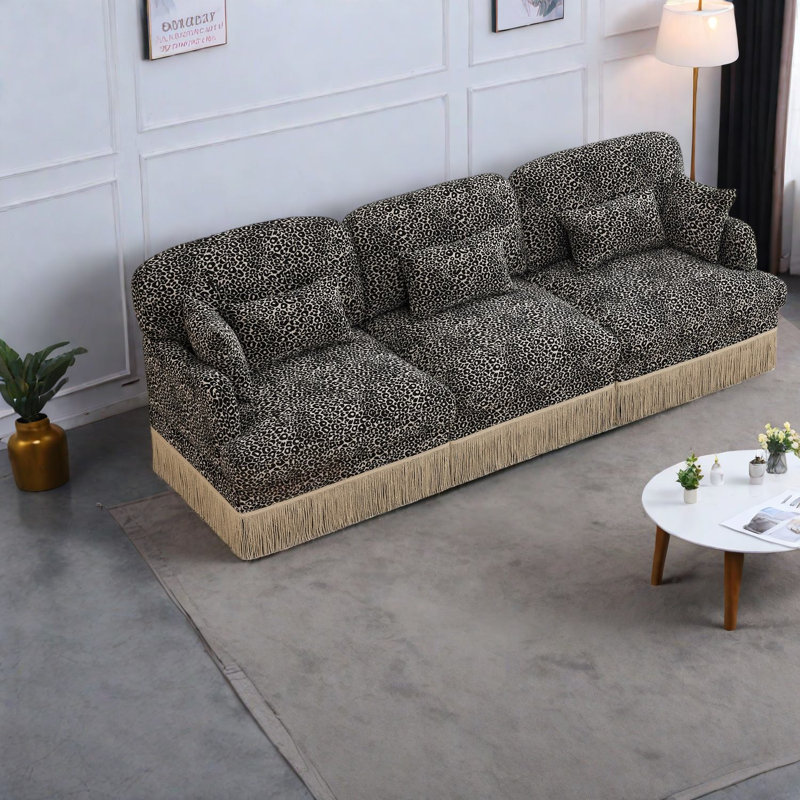 Canapés profonds à assise profonde, canapé moderne en chenille à imprimé léopard pour la maison