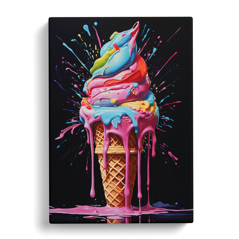 Ice Cream Hard Edge Painting Art - No Frame Print, 60cm H x 40cm W x 3cm D