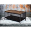 Table basse polyvalente en noir avec plateau en chêne antique et structure et table en métal, construction fonctionnelle