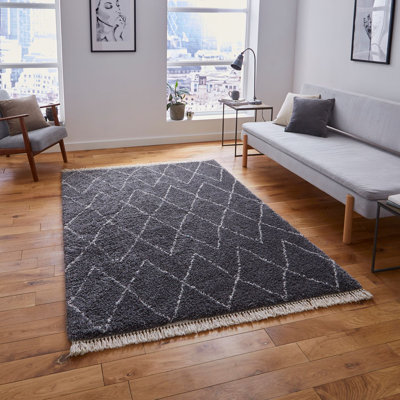 Boho Aert Machine Woven Grey Area Rug