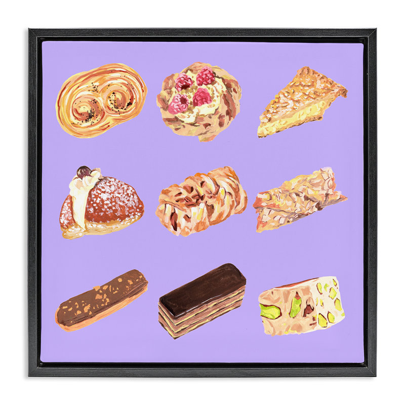 Boulangerie sur cadre flottant mauve, design par Melissa Wang, H 18 po x l 18 po, Cadre flottant noir de jais