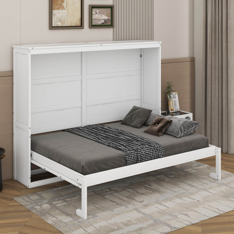 Lit escamotable double pleine grandeur, Lit double, Blanc