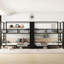 Lit superposé quadruple en métal pour lits simples, finition noire, avec garde-robe, rails et tablettes de rangement faciles à installer, conception compacte et aspect industriel moderne-699482477