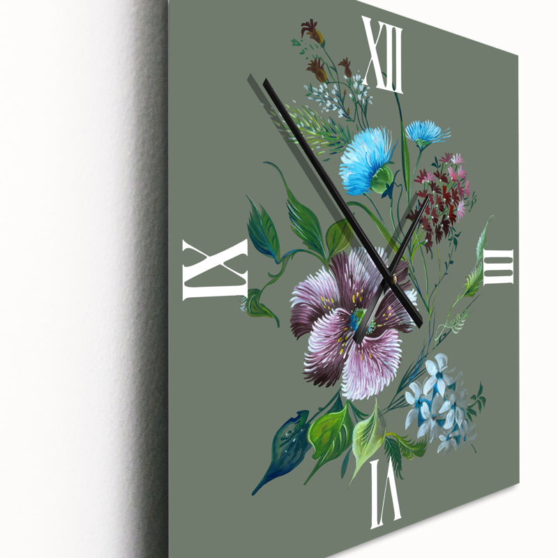 Horloge murale traditionnelle mauve et turquoise, Petit