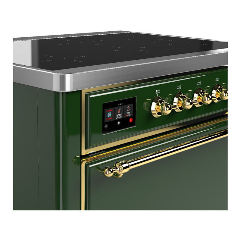 Cuisinière à induction 36 pouces avec 6 éléments à induction en vert émeraude Majestic III Series (garniture laiton), Laiton