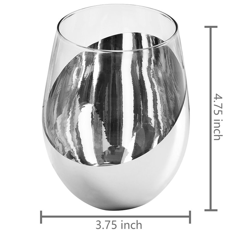 4 Piece 503ml Wine Glass Set, Silver