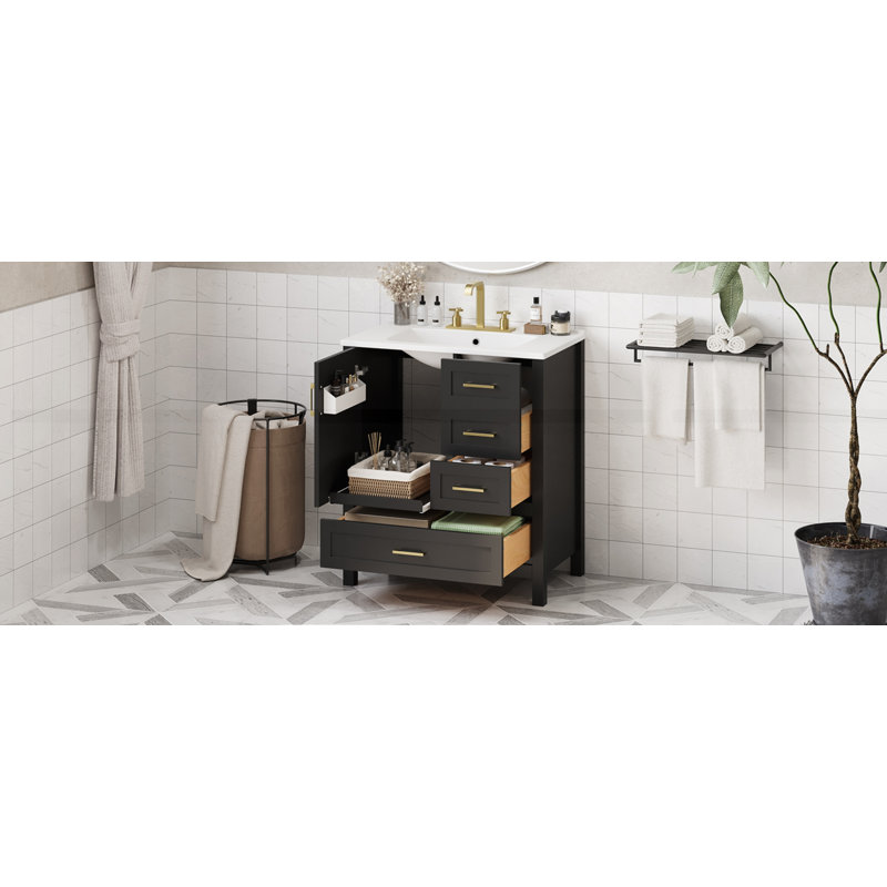 Ensemble de meuble-lavabo avec lavabo, Noir