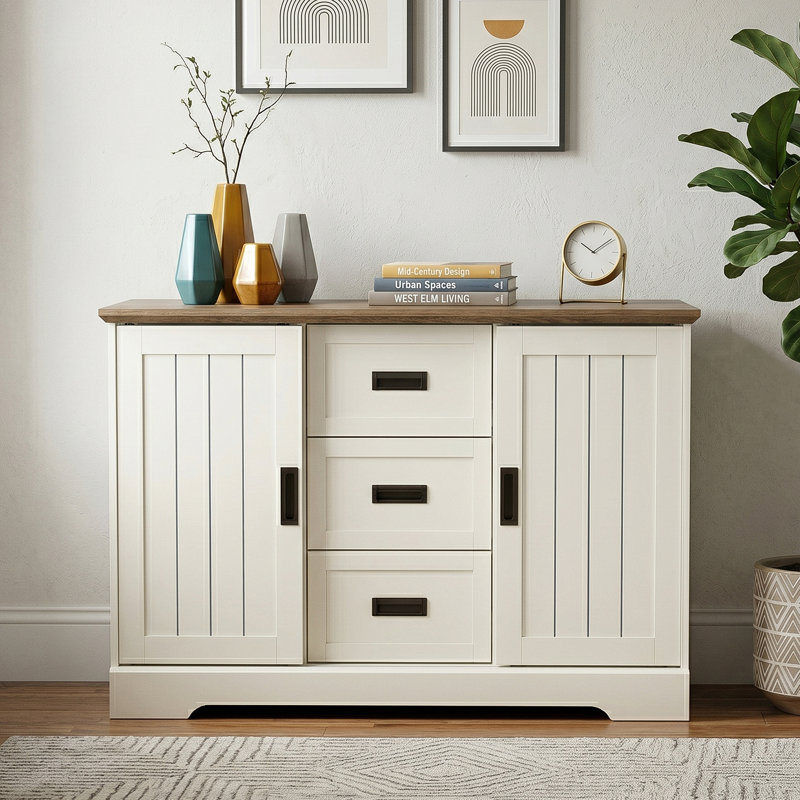 Erison 2 Door 3 Drawer Sideboard, Ivory