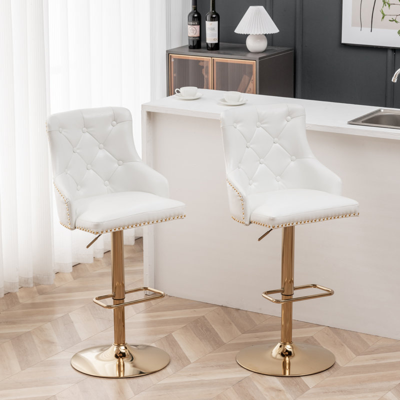 Tabouret de bar pivotant à hauteur réglable, Or, 2 Pieces