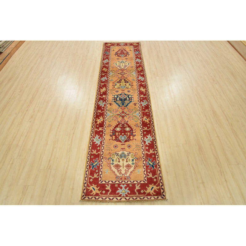 Tapis oriental en laine noué à la main 2 pi 8 po x 9 pi Kazak