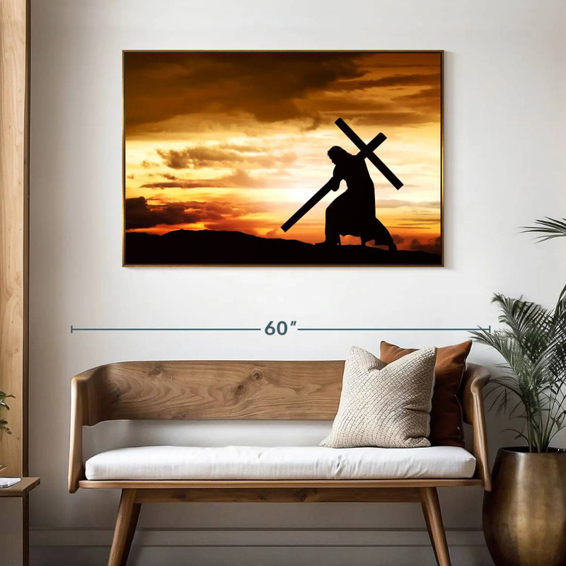 Jésus-Christ, 46 po x 31 po, Cadre flottant doré