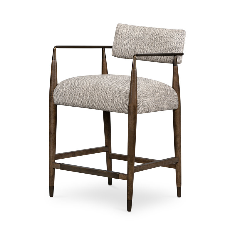 Waldon Stool, Thames Coal/Polyester Blend, Sierra Brown/Aged Bronze, Counter Stool (27.68" Seat Height)
