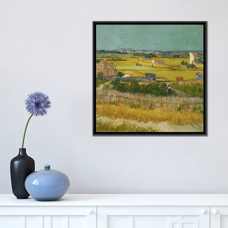 «The Harvest» par Vincent Van Gogh, reproduction d'art sur toile tendue, H 18 po x l 18 po x P 1,5 po, Pas de tapis
