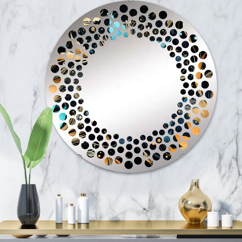 Miroir mural à pois éclectique I, 31,4 po x 31,4 po