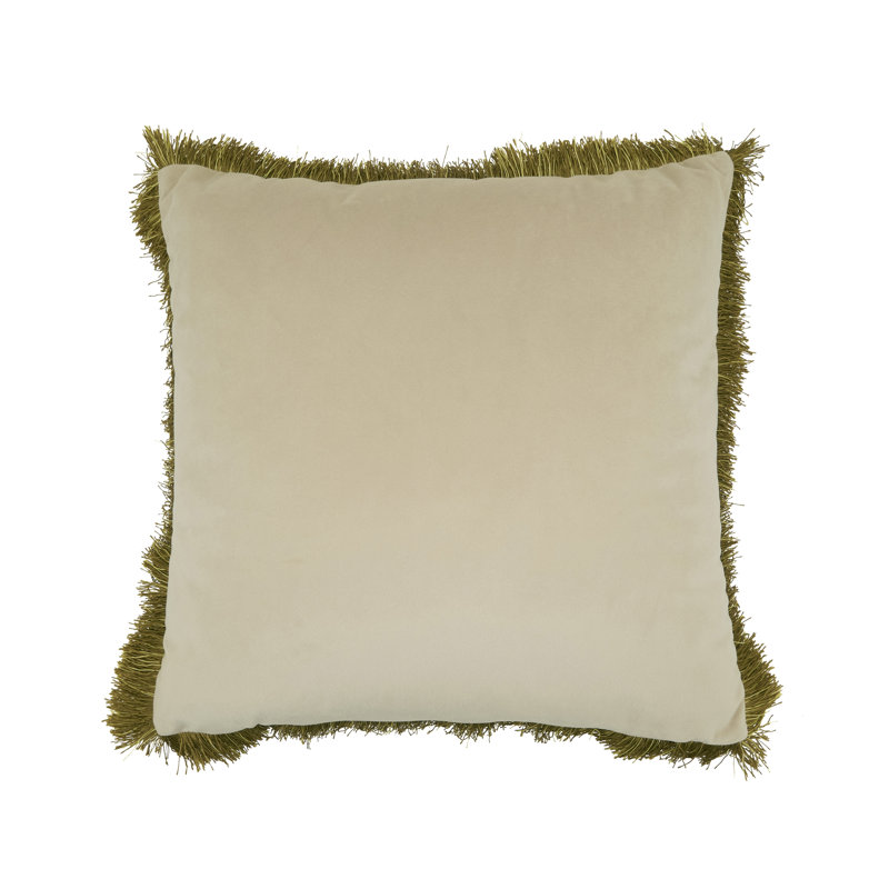 Velvet Fringe Poly Filled Throw Pillow, Pillow Cover Only - No Insert, Ivory