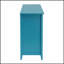 Console bleu sarcelle avec tiroirs et tablettes spacieux pour la décoration et le rangement modernes