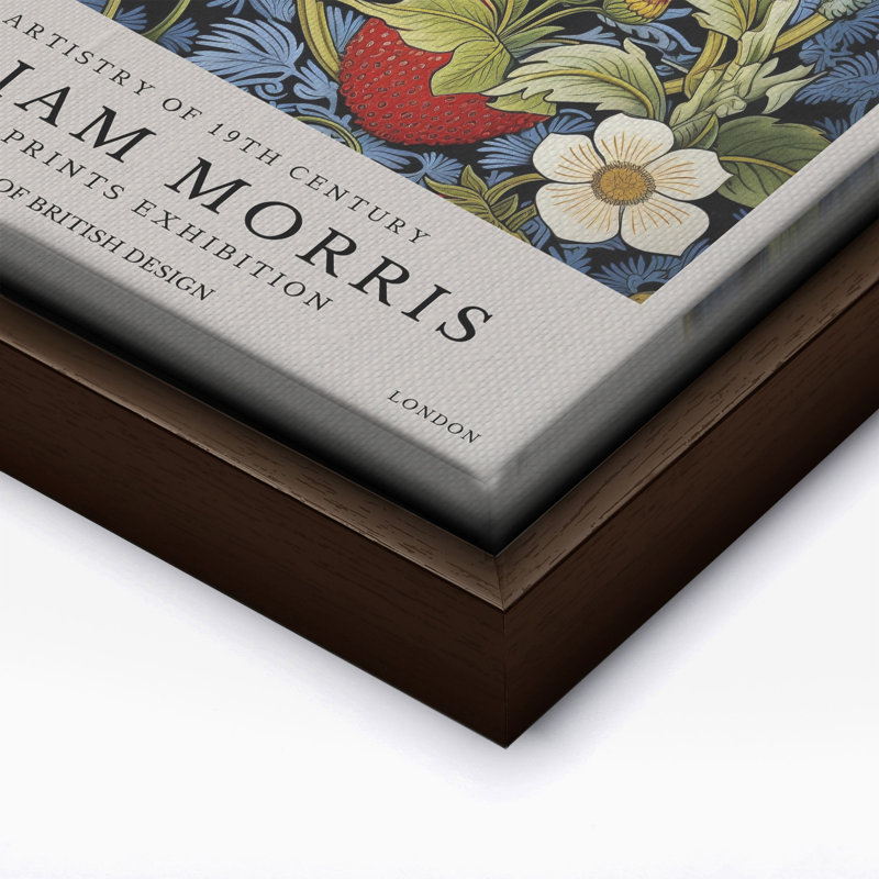 William Morris - Fraises No2, Canvas, 24"H x 32"W, Brown Framed