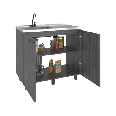 Freestanding Smoke Gray Utility Sink With Plastic Faucet And Deep Stainless Steel Basin, Ideal For Kitchen, Laundry, Room Workshop, 77 Lb Weight Faucet, Spacious Basin Washing Tools Laundry In Areas,