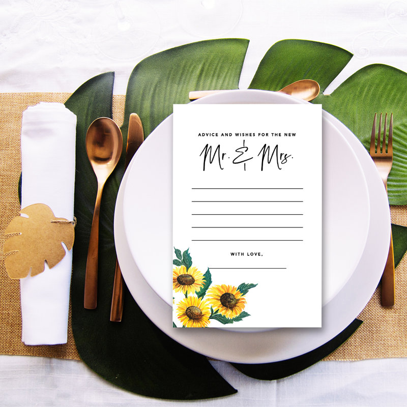 Livret de 56 cartes de mariage pour mariage et tournesol, paquet de 56