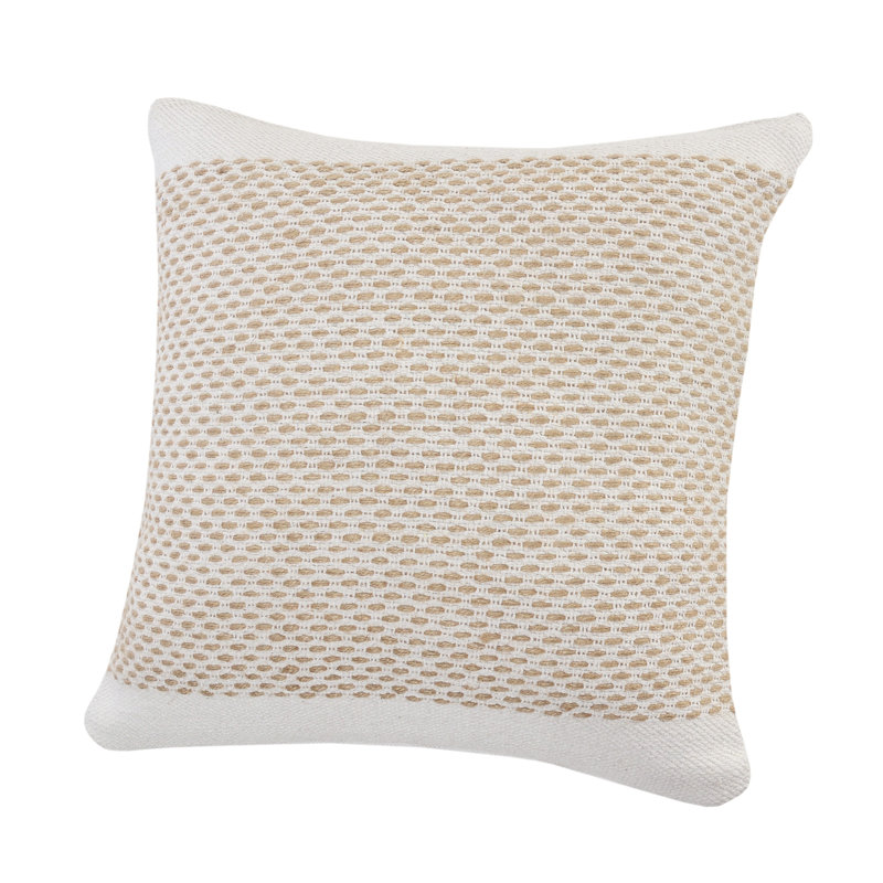 Oreiller à fermeture à glissière géométrique 100% coton 20 po x 20 po ivoire et brun clair