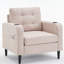 Fauteuil et rangement rembourrés beiges - confortables, porte-gobelets, pour le salon et la chambre à coucher-1828458823