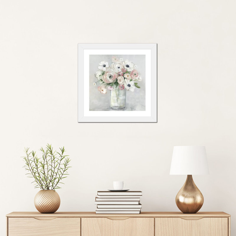 «Garden to table II» par Sally Swatland - impression d'art graphique, H 16 po x l 16 po x p 1 po, Papier encadré blanc, Blanc