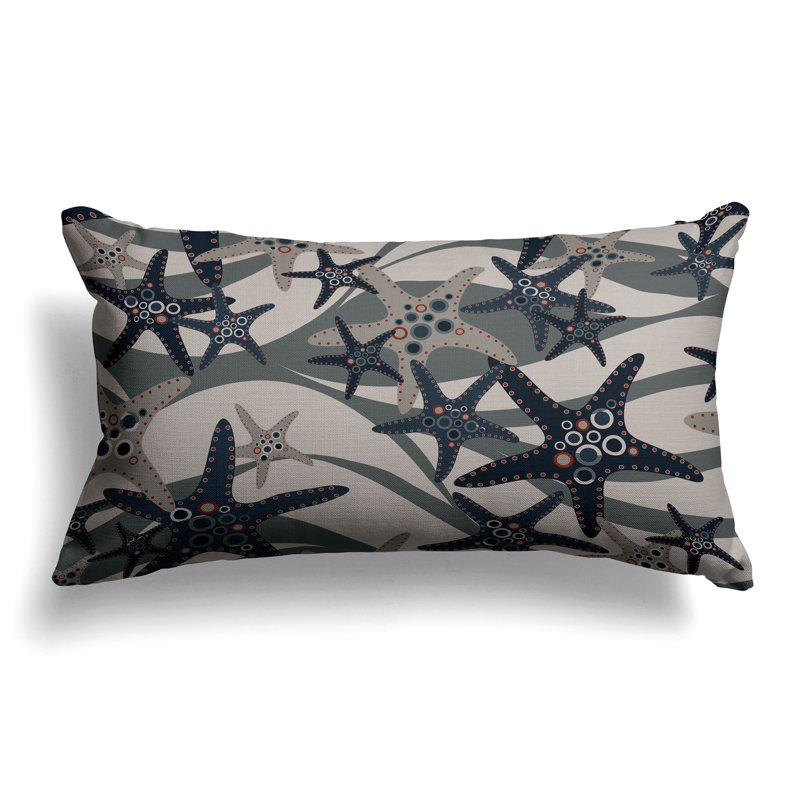 Starfish Sway  Rectangular Throw Pillow, Blue/Silver