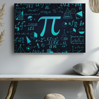 Canvas A Deep Black Canvas Envelops A Dazzling Display Of Luminous Wall Art Mathematical Symbols And Equations Where Vibrant Turquoise Canvas Wall Art