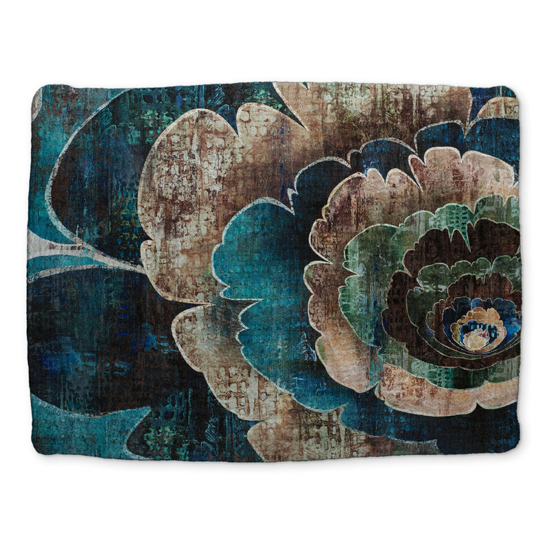 Napperon bleu en polyester tressé à motif floral et botanique | Décoration intérieure