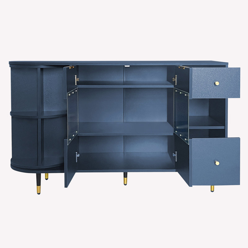 Buffet 2 tiroirs Cracraft, Bleu marine
