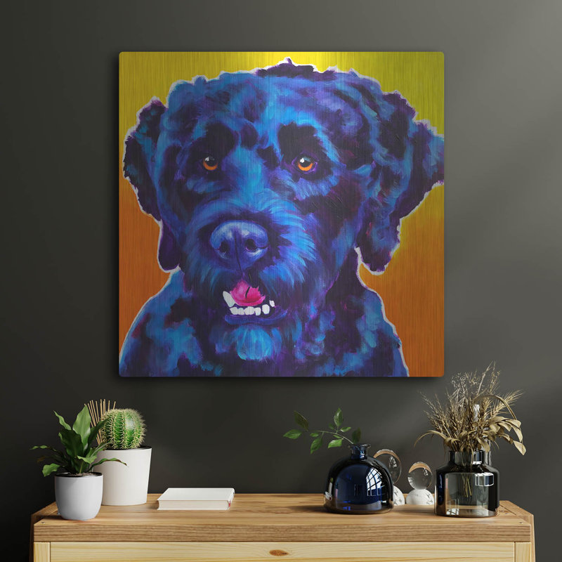 «Chien d'eau portugais - Banques» par Dawg Painter, H 24 po x l 24 po