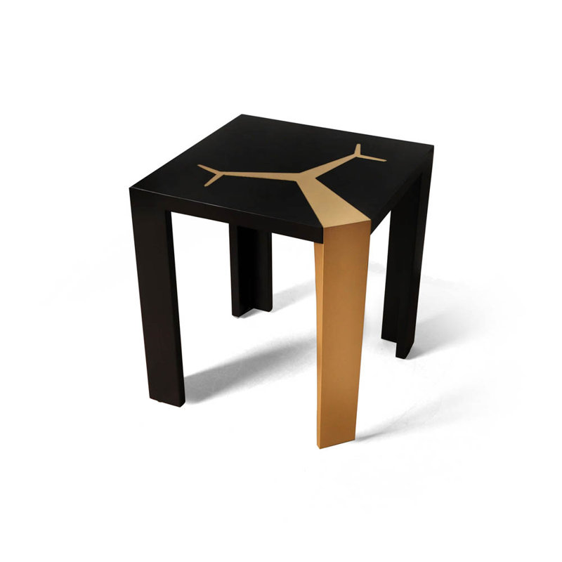 Allanna End Table, Black/Gold