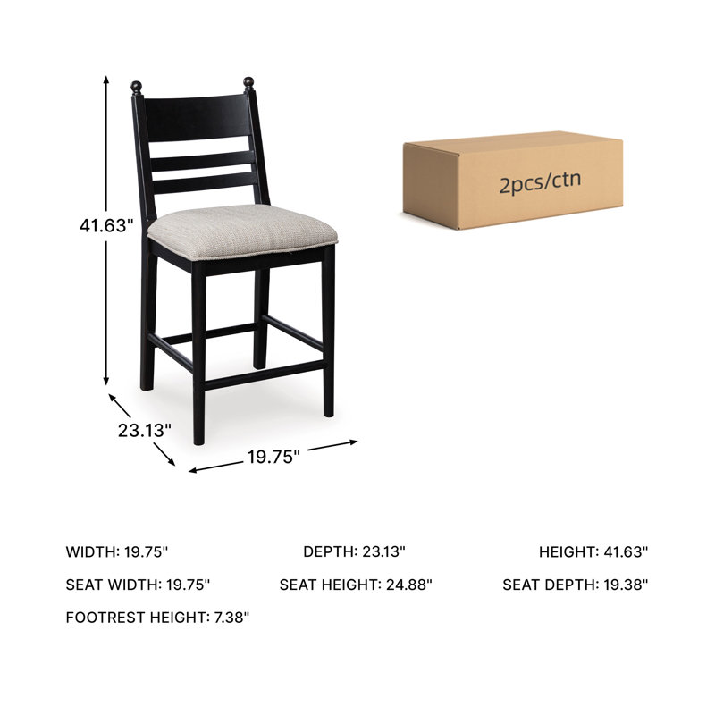 Kanisha Counter Height Barstool (Set Of 2), Black