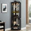 Vitrine de coin lumineuse avec portes et tablettes en verre trempé - rangement élégant en chêne pour le salon et la chambre à coucher - Noir
