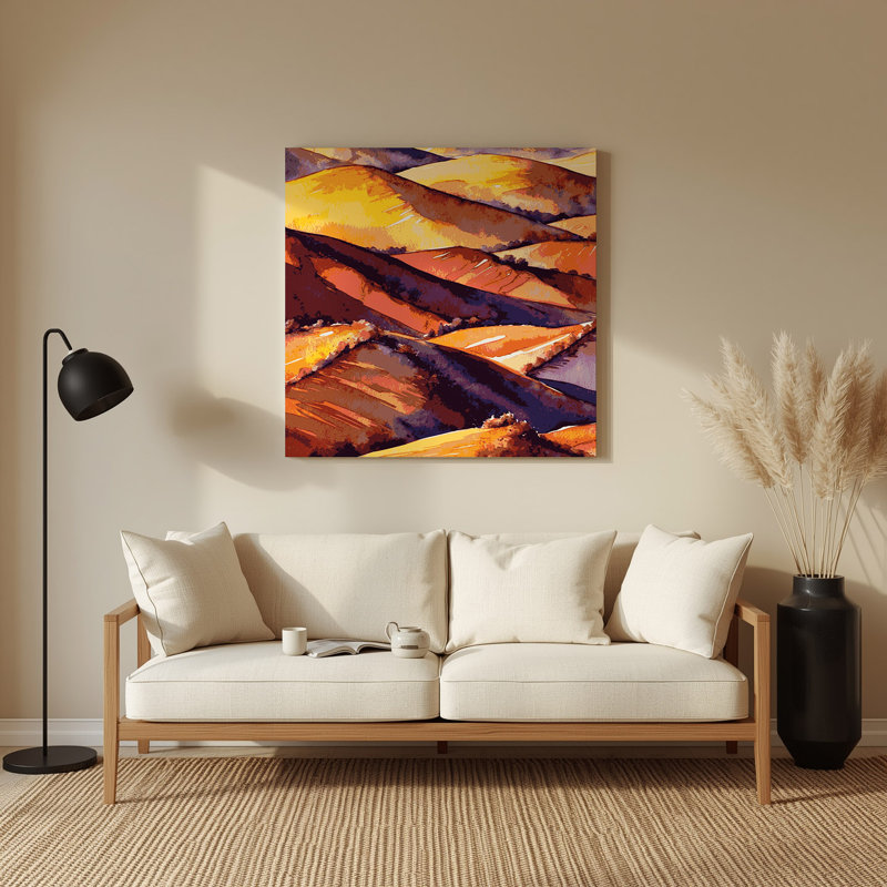 Aquarelle, paysage, 42, art mural en métal rose, H 32 po x l 32 po