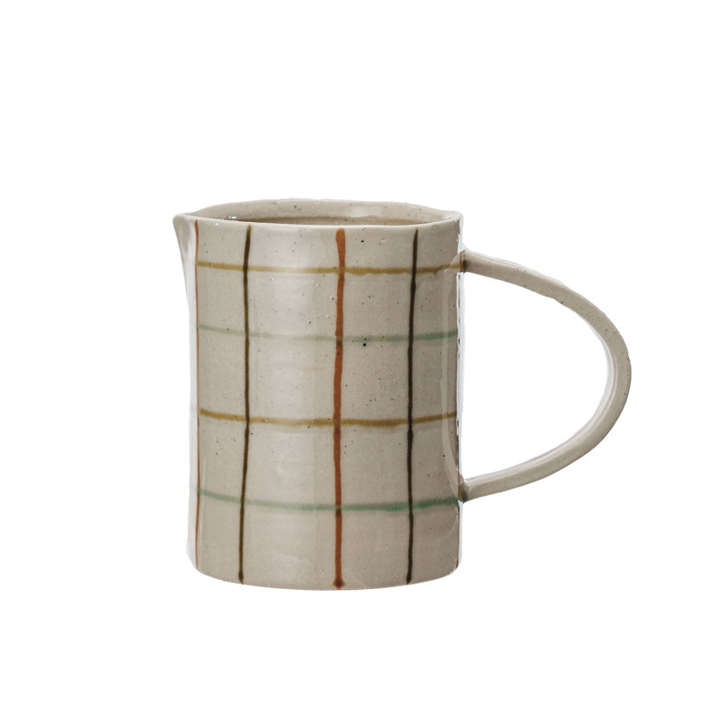 32 Oz. Stoneware Pitcher With Checkered Pattern