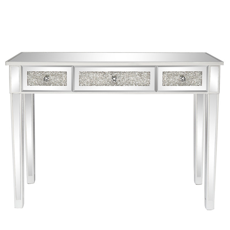 Bureau en verre Eashan, H 29,90 po x l 42 po x P 15 po, Argent